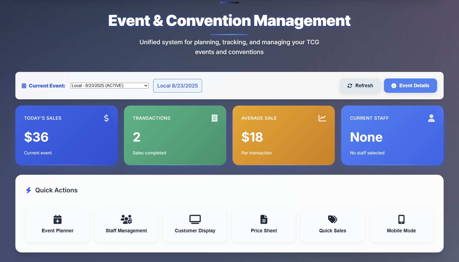 Convention Management Screenshot